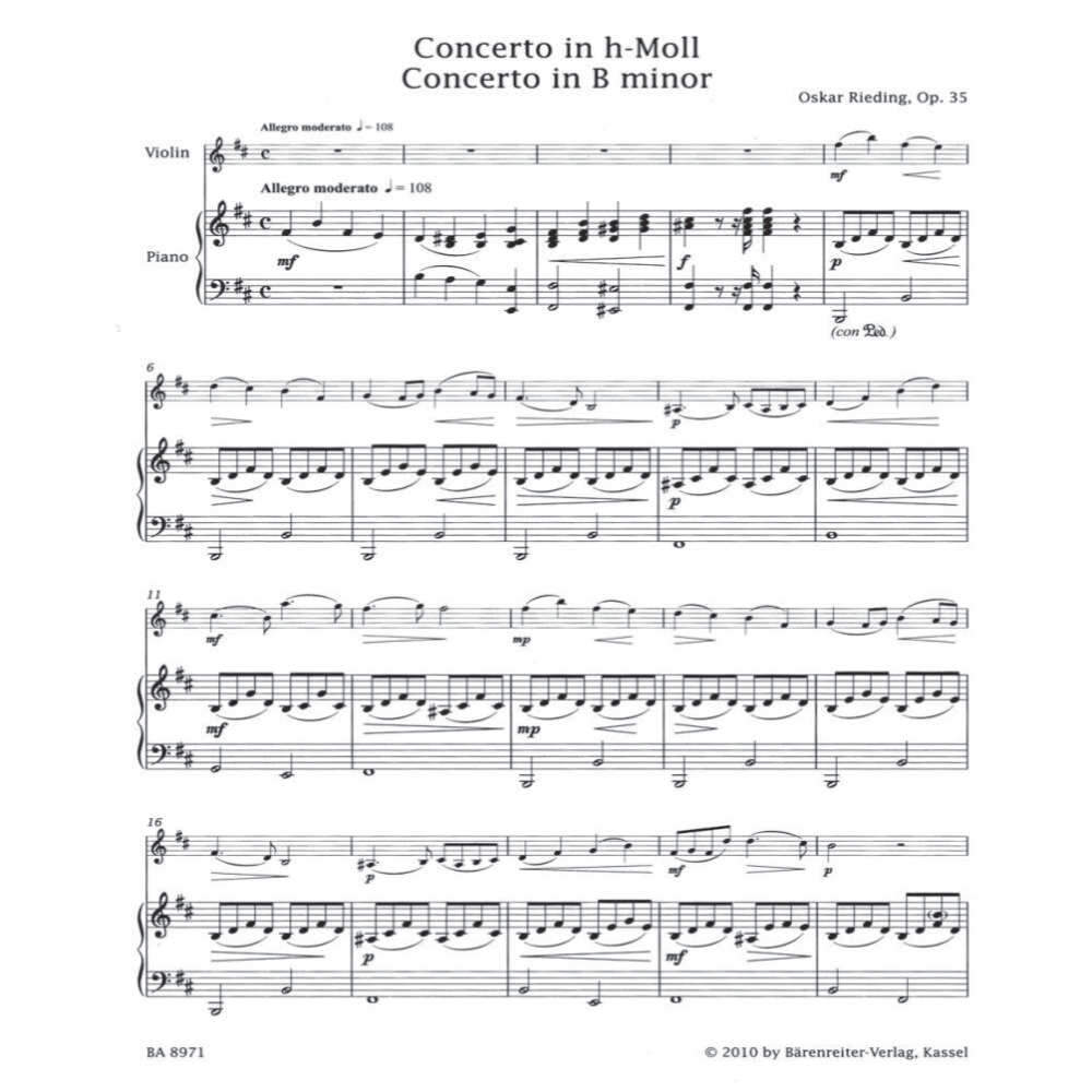Rieding, – Concerto in Minor Opus 35 For Violin Piano Barenreiters Easy Concertos. Barenreiter – Workshop