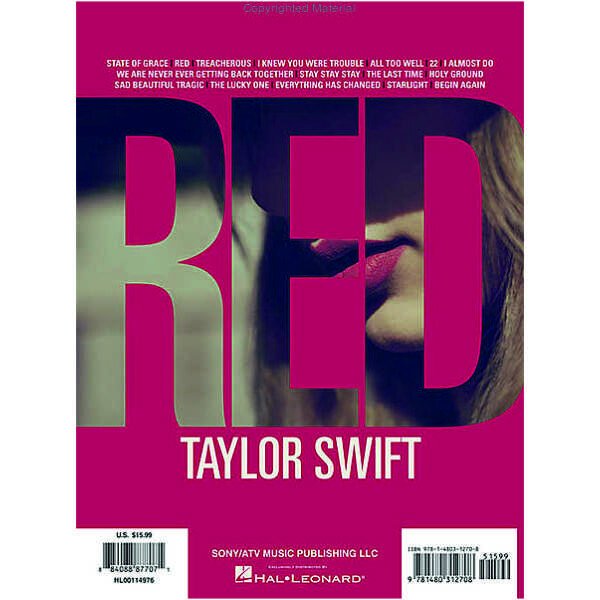 Hal Leonard Taylor Swift Red For Easy Piano
